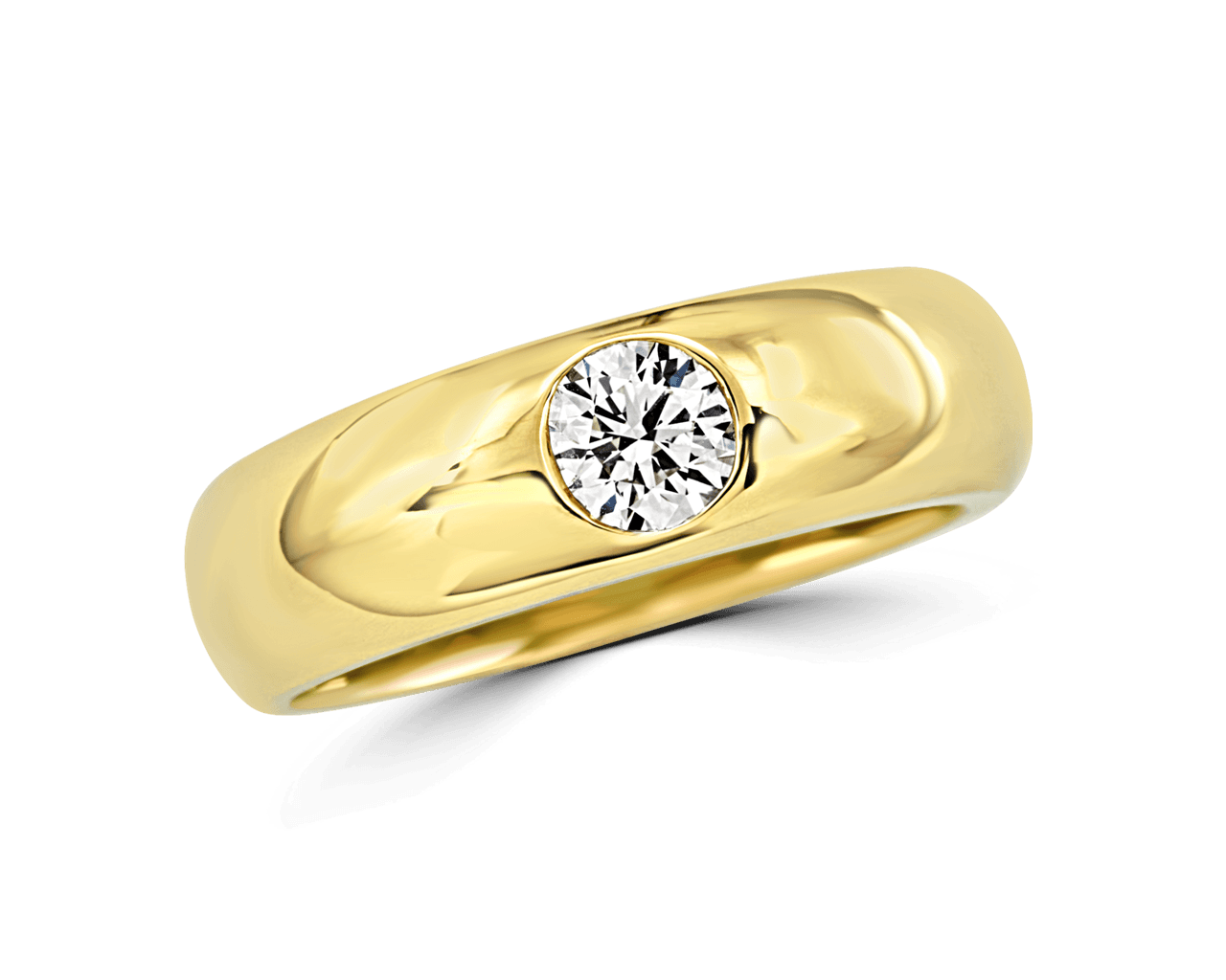 Mens Wedding Band with a Single Round Diamond
